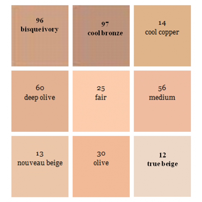 Brown Foundation Stick Colour Chart